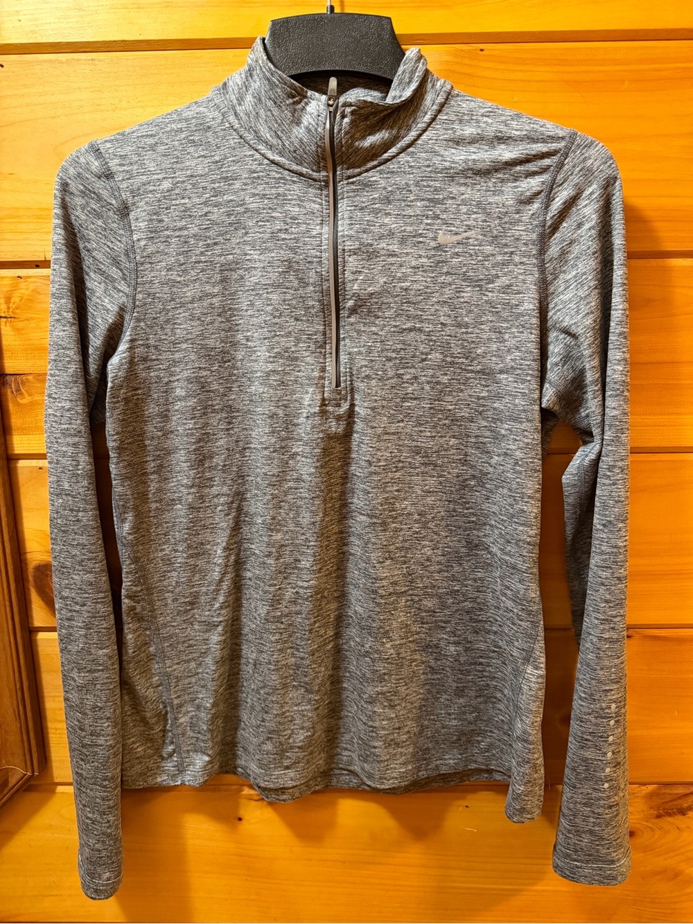 Nike Dri-Fit Heathered Gray Running Top w/reflectors Med